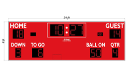 (DC-200-FTBL-24x8) Football-Soccer-Lacrosse LED Wireless Controlled Scoreboard